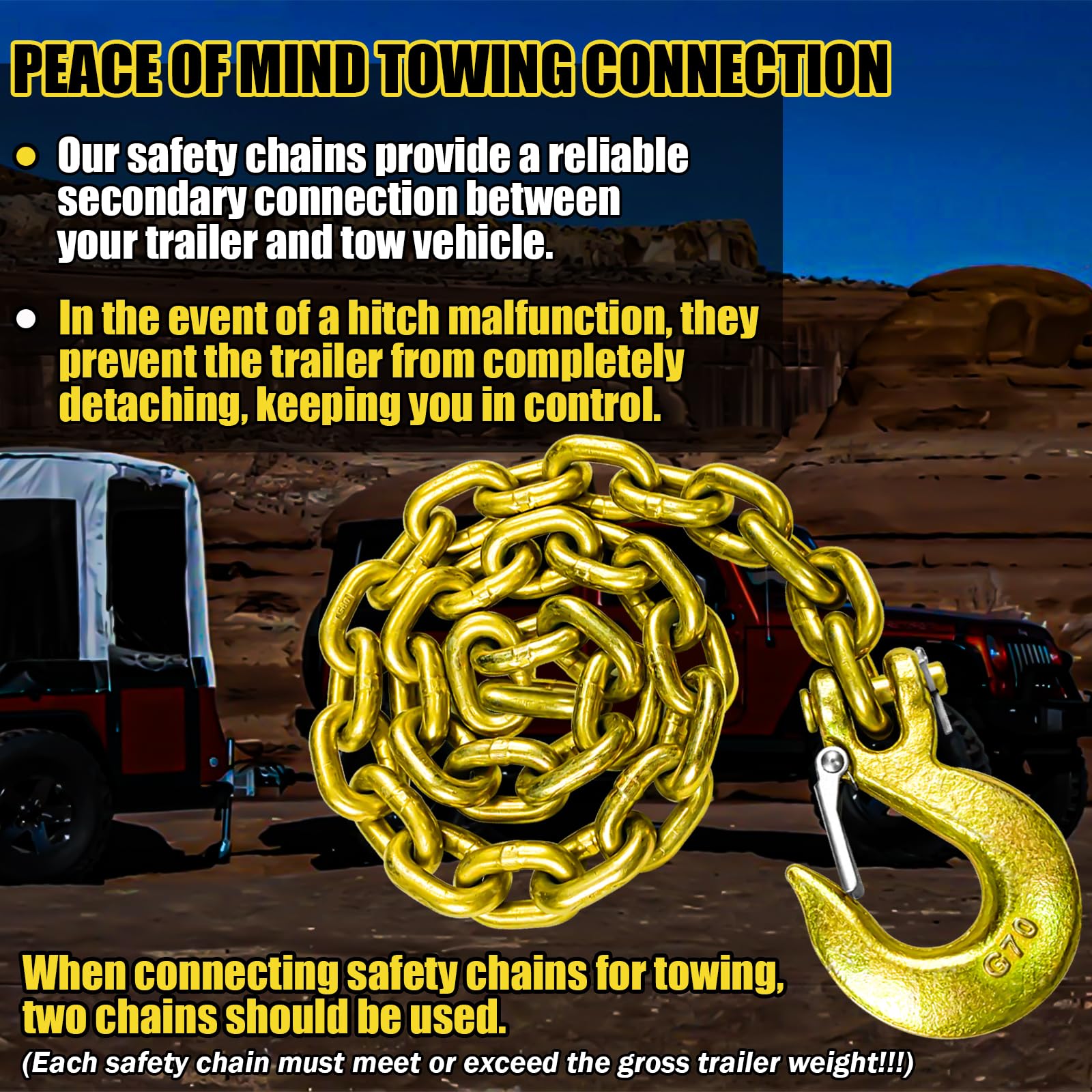 Aazon.co: Trailer Safety Chain 36 Inch With 3/8'' Clevis Snap Hook