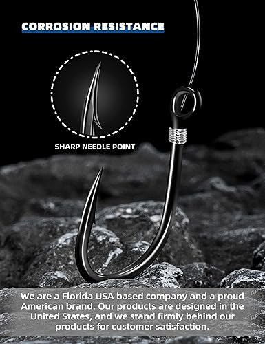 Miniatura 6 de BLUEWING Ganchos de pesca con punta de aguja, ganchos de acero de alto carbono, ganchos de pescado extra afilados para pesca en agua dulce, agua