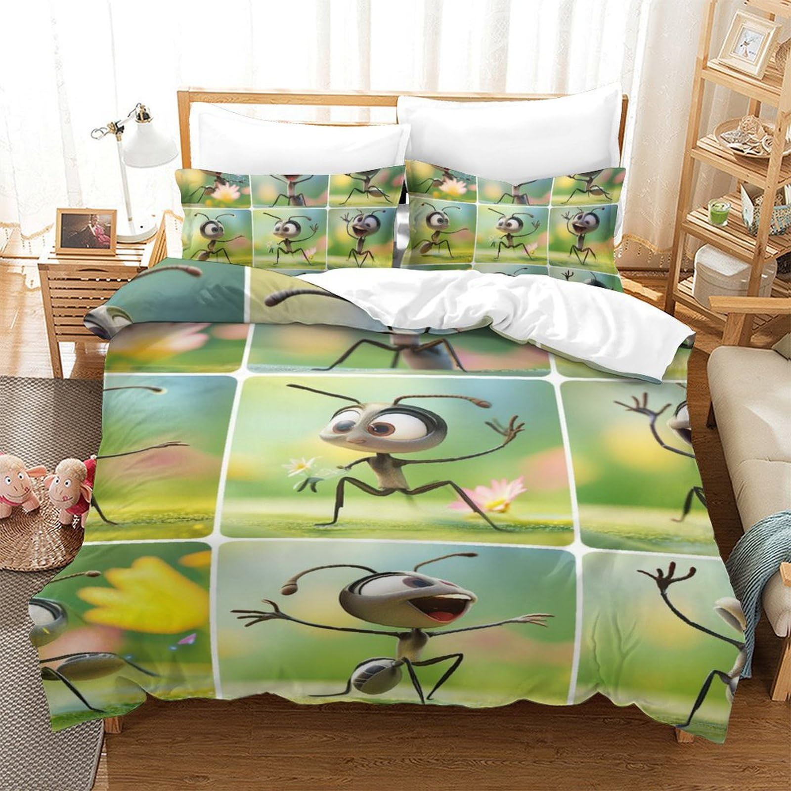 Ensemble housse de couette fourmis 3D lit simple microfibre douce