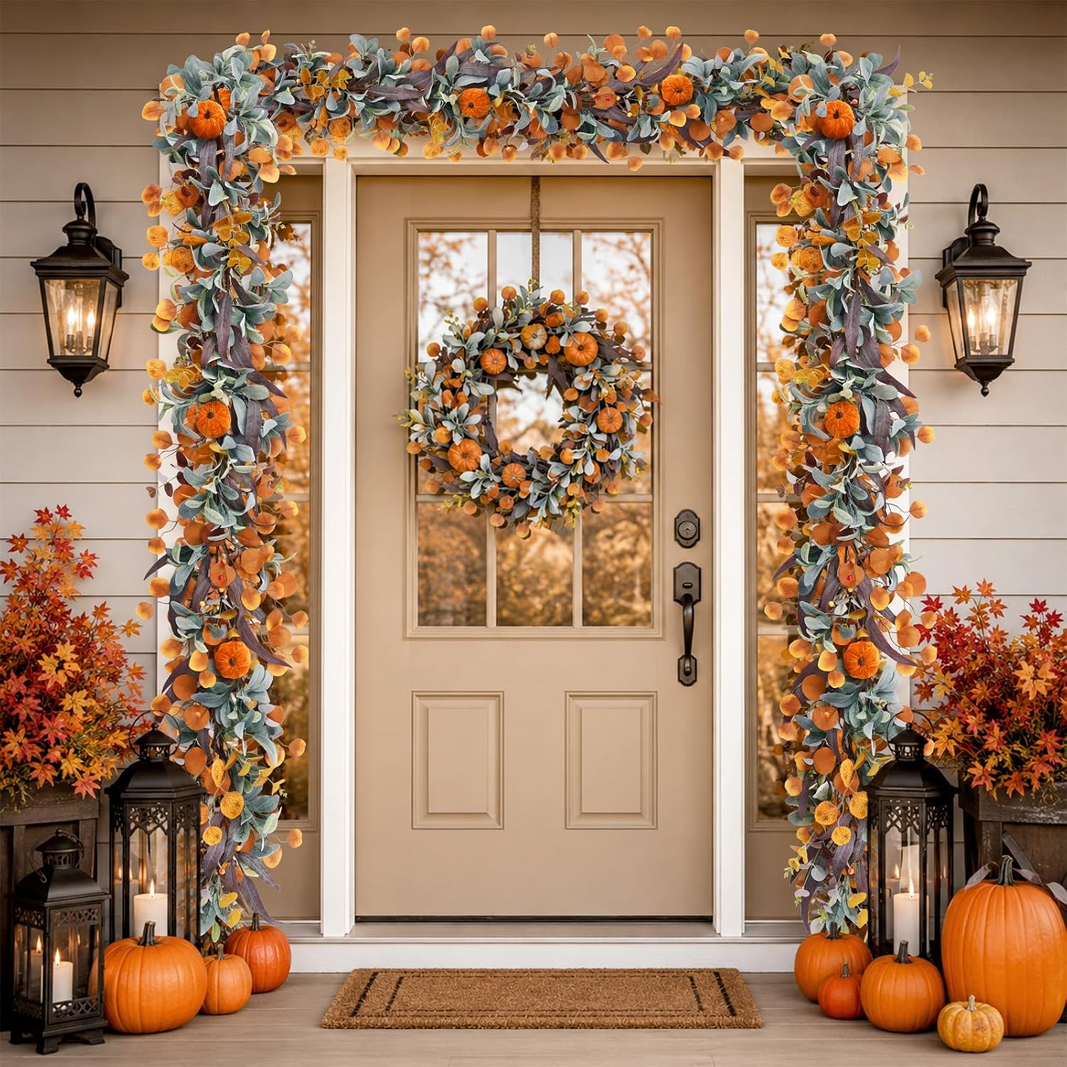 Waipfaru 6FT Fall Eucalyptus Garland for Mantle Fall Decor