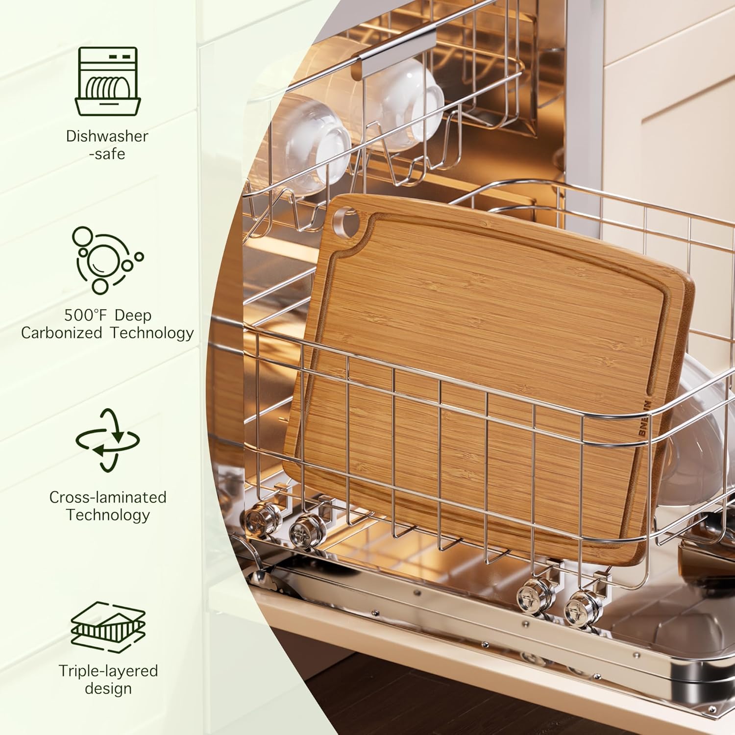 Bamboo Cutting Board for Kitchen, Dishwasher Safe Cutting Board, Lightweight & Durable Bamboo Cutting Boards with Juice Groove, Easy to Store, Reversible Wooden Cutting Board for Meat, Vegetables