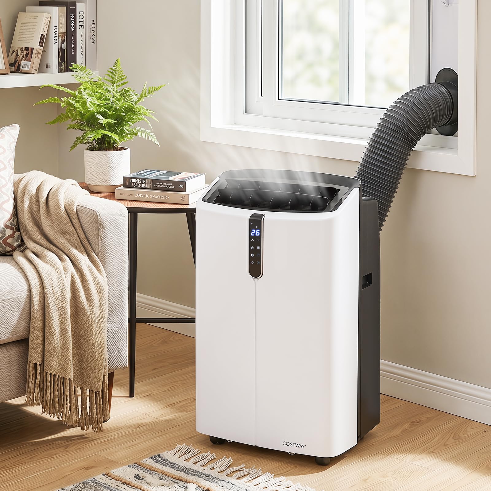 COSTWAY 12000 BTU Klimaanlage mobil mit Abluftschlauch & Fernbedienung/Wifi | Klimagerät mobil mit Kühlung, Heizung, Entfeuchtung, Ventilator & Schlafmodus, Air Conditioner leise, Kühlgerät 3,5kW