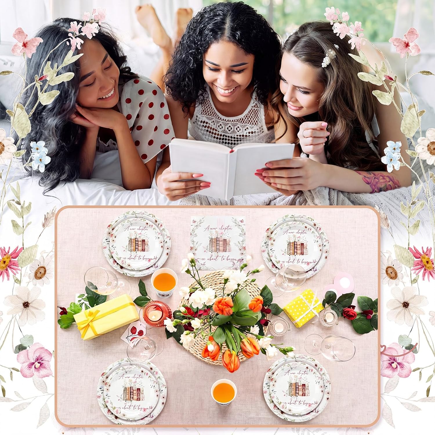 Sawysine 336pcs a New Chapter Is About to Begin Bridal Shower Tableware Set image 5