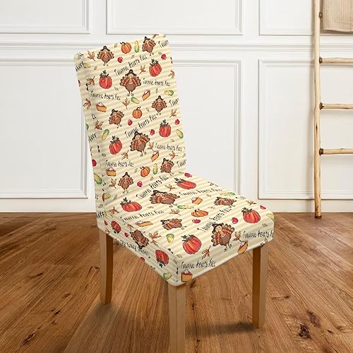 Miniatura 5 de Rnyleeg Thanksgiving Chair Covers for Living Room No Arms Turkey Pumpkin Stretch Dining Chair Covers Set of 6 Soft Washable Kitchen Chair Protector