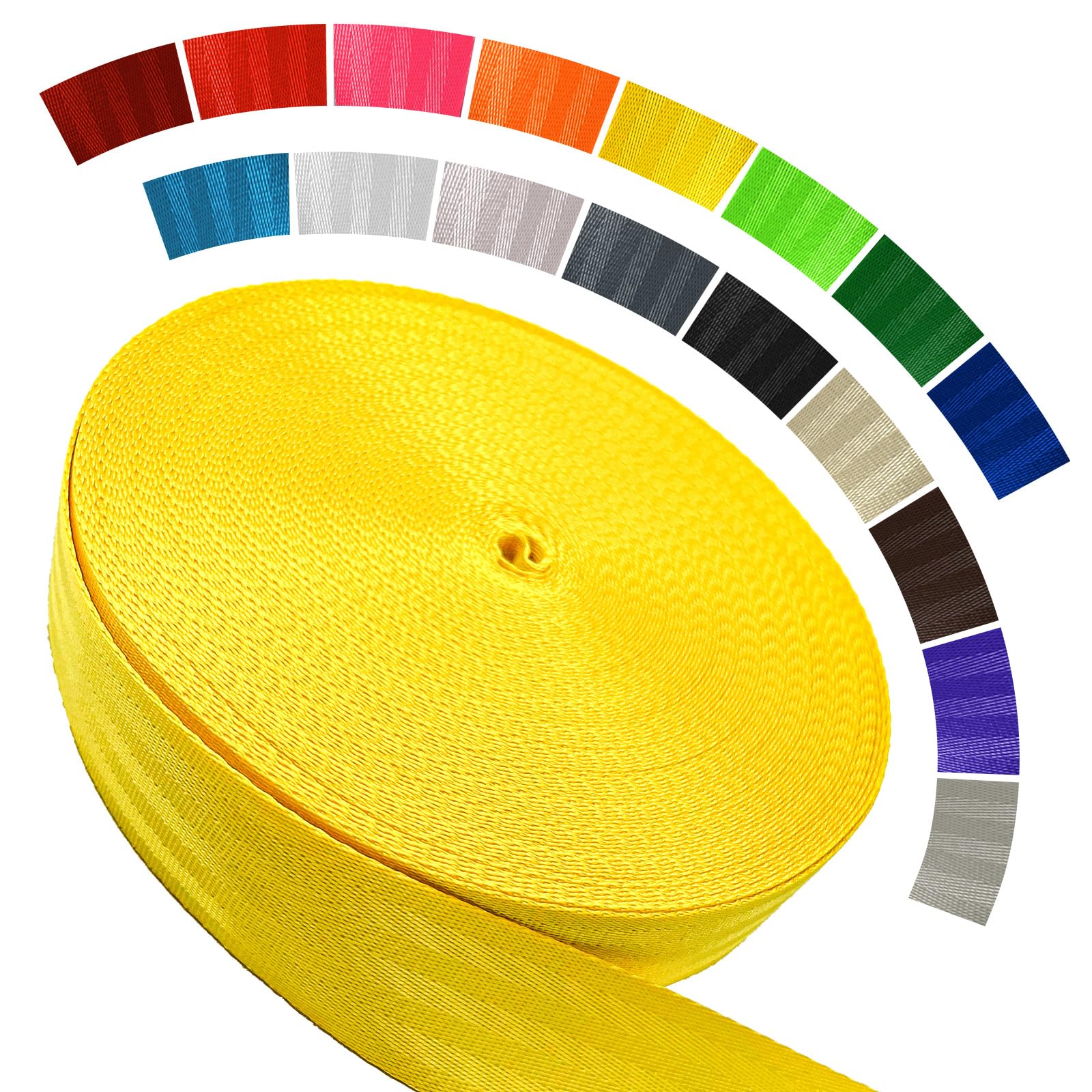 Polyester Webbing Strap 16+Colors – 1"&amp;1.5"&amp;1.9" – 16.5 25 33 55 Yards Heavy Duty Webbing Roll, Flat Webbing Strap for Indoor&amp;Outdoor Gear, DIY Crafting, Repairing