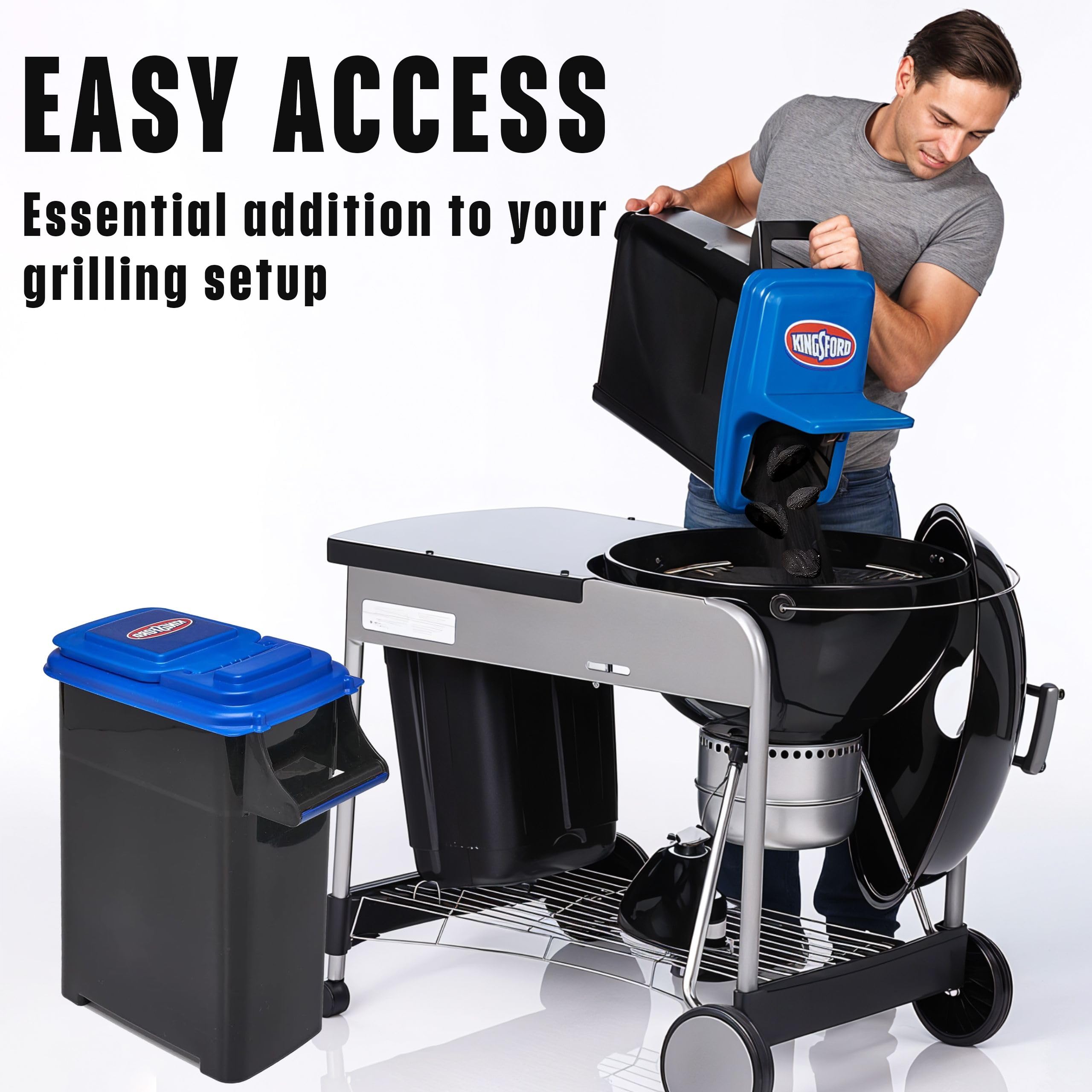 Kingsford Charcoal Storage Bin 22 Lb Capacity, Stackable Black