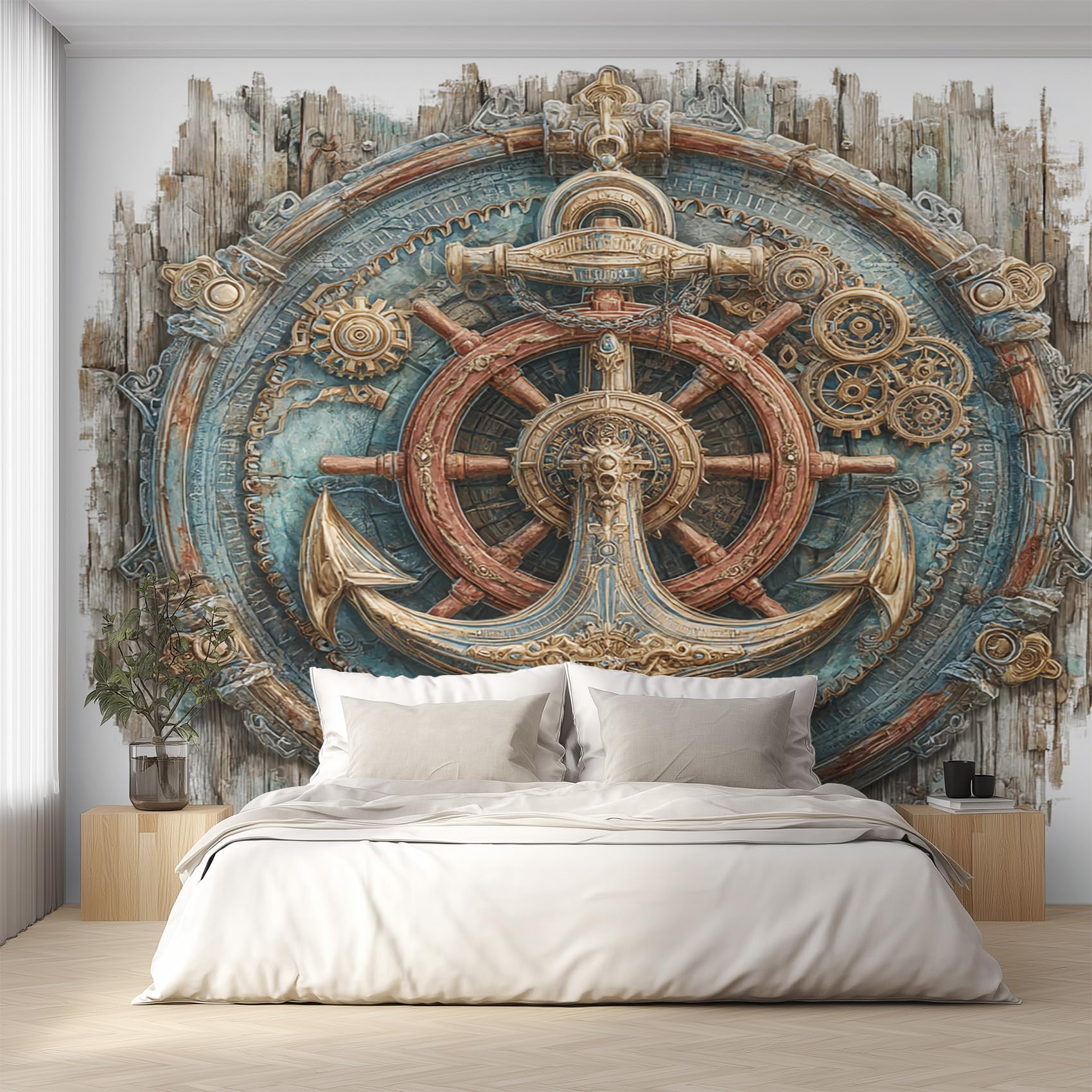 Papier peint style nautique pour salon et chambre parentale