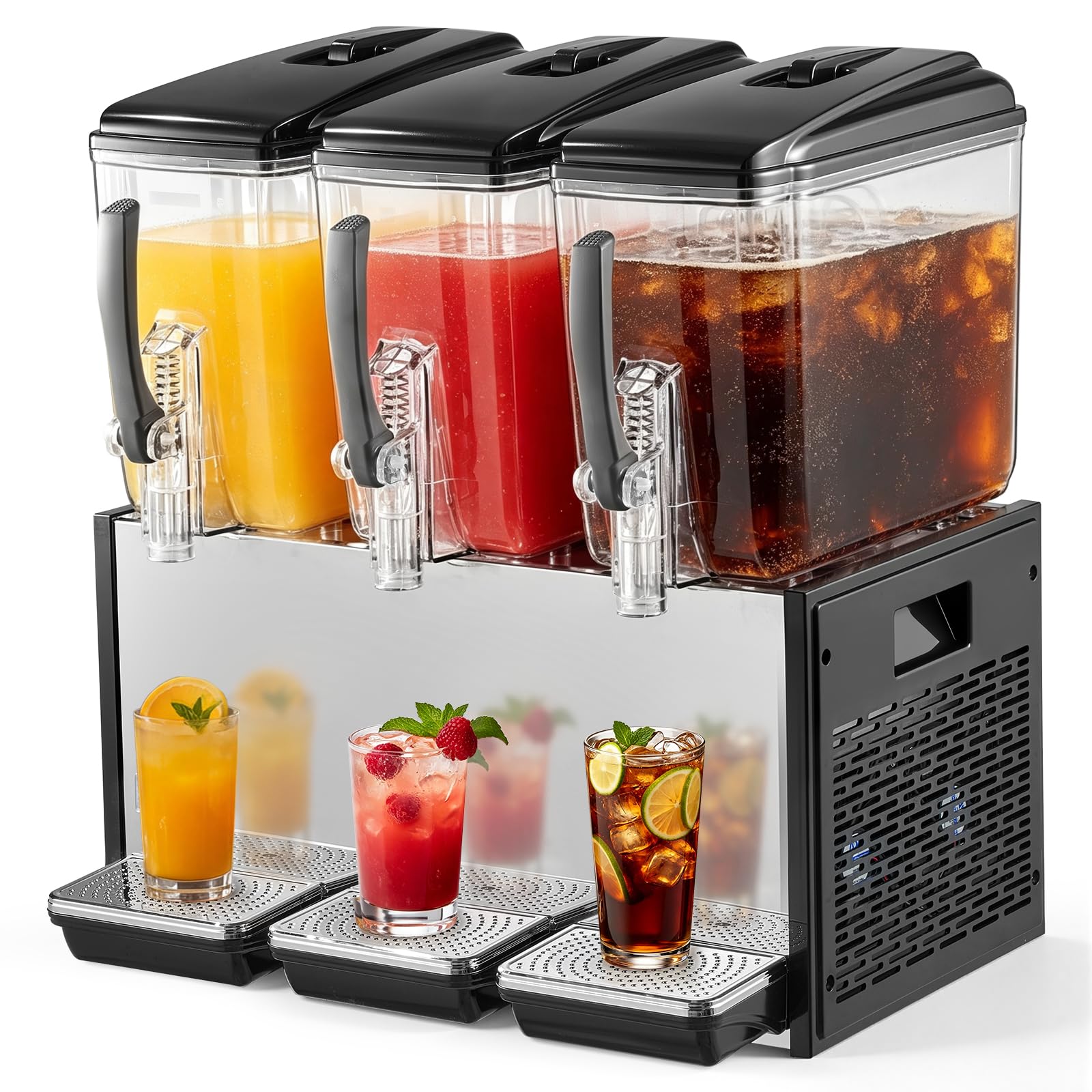 VEVOR Dispenser Bevande Fredde Commerciale 3 Serbatoi 3x12 L Acciaio Inox