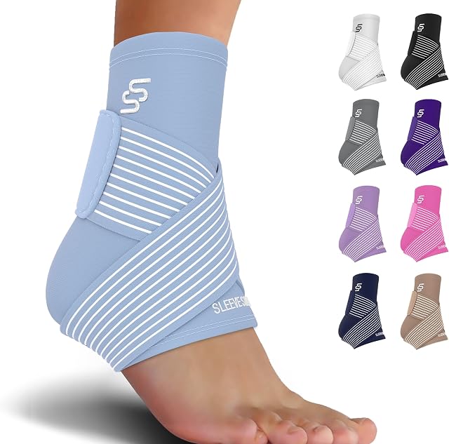 Sleeve Stars Ankle Support for Ligament Damage & Sprained Ankle, Ankle Brace for Women and Men, Achilles Tendonitis Foot & Plantar Fasciitis Support w/Strap, Heel Pain Relief & Wrap for Compression