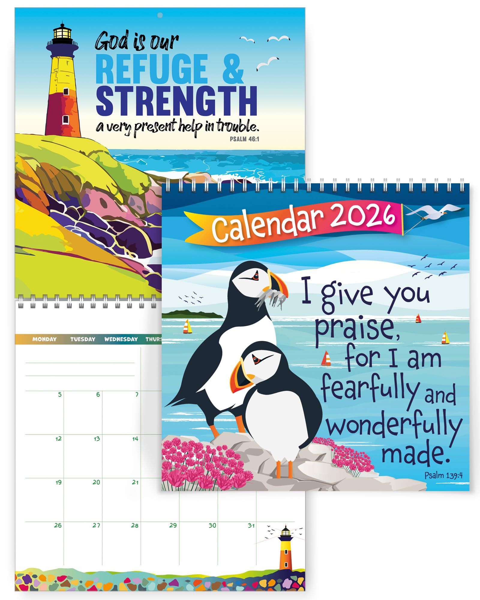 Christian Calendar 2026, with Bible verse on each page. Perfect as a religious calendar 2026 UK or as Christian gifts for women, by Just Cards Direct
