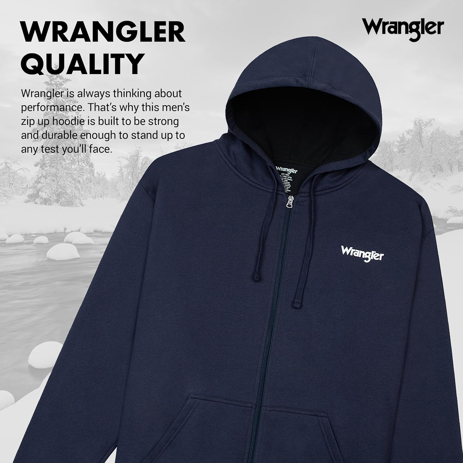 Wrangler Hoodies for Men Big and Tall - Thermal Lined Zip Up Sweatshirt - Image 6