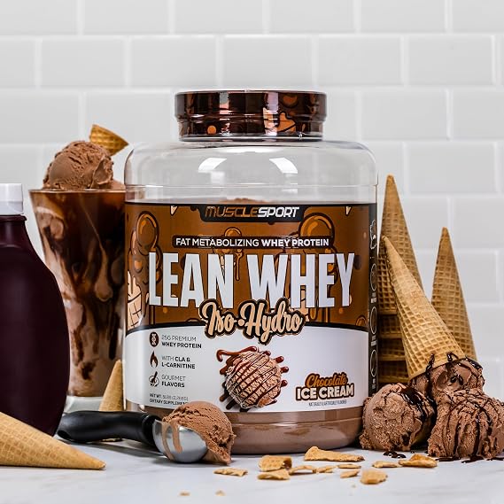 Musclesport Lean Whey RevolutionTM Protein Powder - Whey Protein Isolate - Low Calorie, Low Carb, Low Fat, Incredible Flavors - 25g Protein per Scoop - 5lb Chocolate Ice Cream