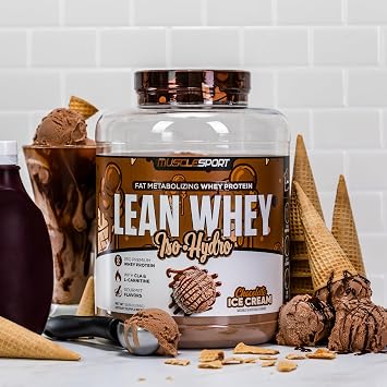 Musclesport Lean Whey RevolutionTM Protein Powder - Whey Protein Isolate - Low Calorie, Low Carb, Low Fat, Incredible Flavors - 25g Protein per Scoop - 5lb Chocolate Ice Cream