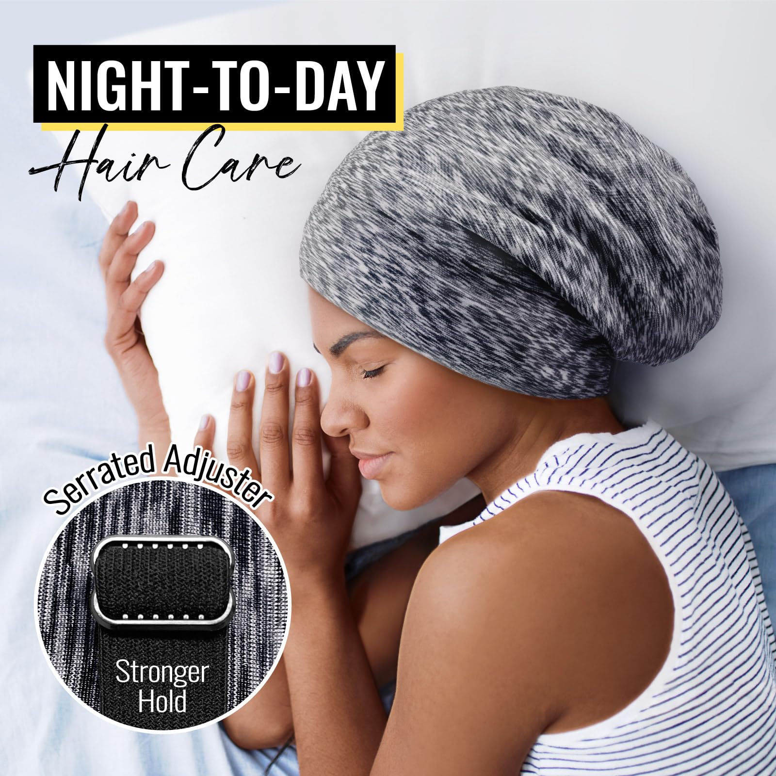 Double Layer Satin Sleep Cap for Curly Hair Non-Slip Adjustable Unisex COMFYROLL Silk Satin Bonnet for Sleeping and Hair Protection  main image 3