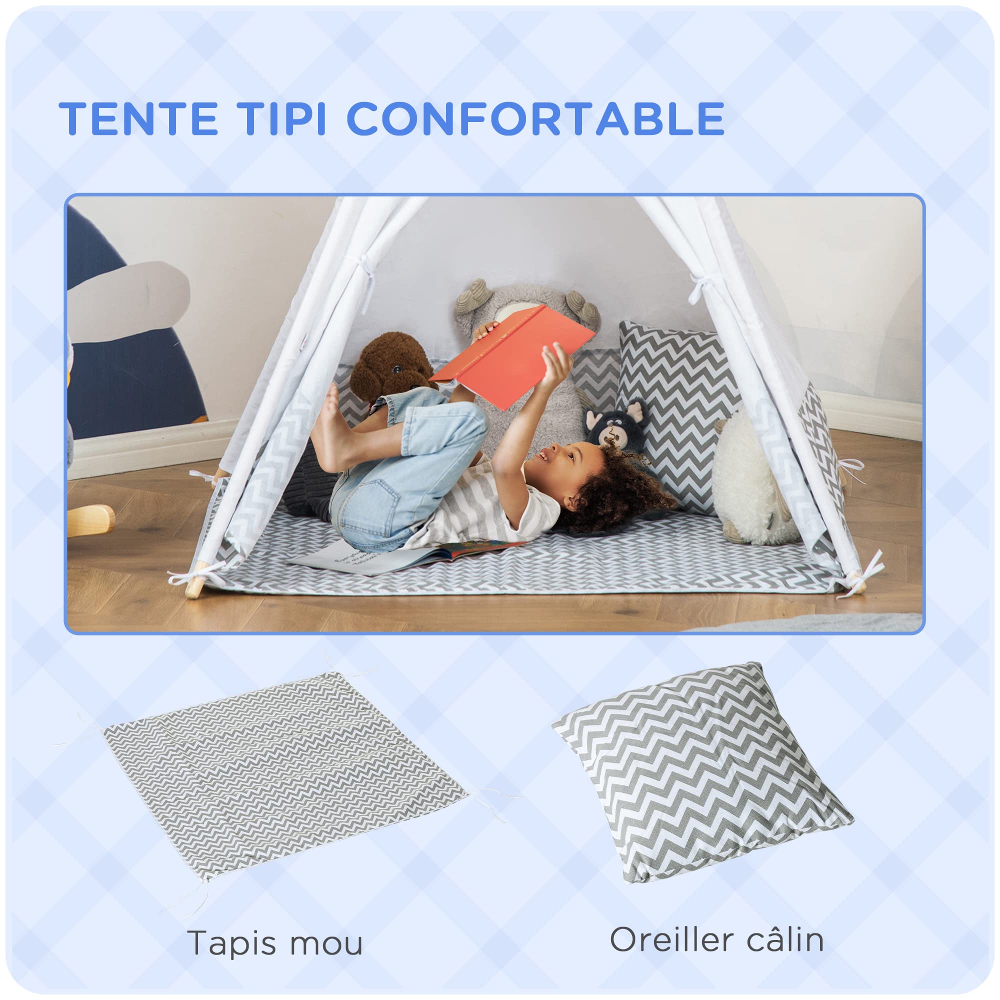 HOMCOM Tente Teepee Indien Tente de Jeu pour Enfant tipi Enfant Interieur Style Graphique - dim. 1,2L x 1,2I x 1,55H m Porte refermable fenêtre Polyester Coton Intérieur Extérieur Blanc Multicolore HOMCOM Tente Teepee Indien Tente de Jeu pour Enfant tipi Enfant Interieur Style Graphique - dim. 1,2L x 1,2I x 1,55H m Porte refermable fenêtre Polyester Coton Intérieur Extérieur Blanc Multicolore