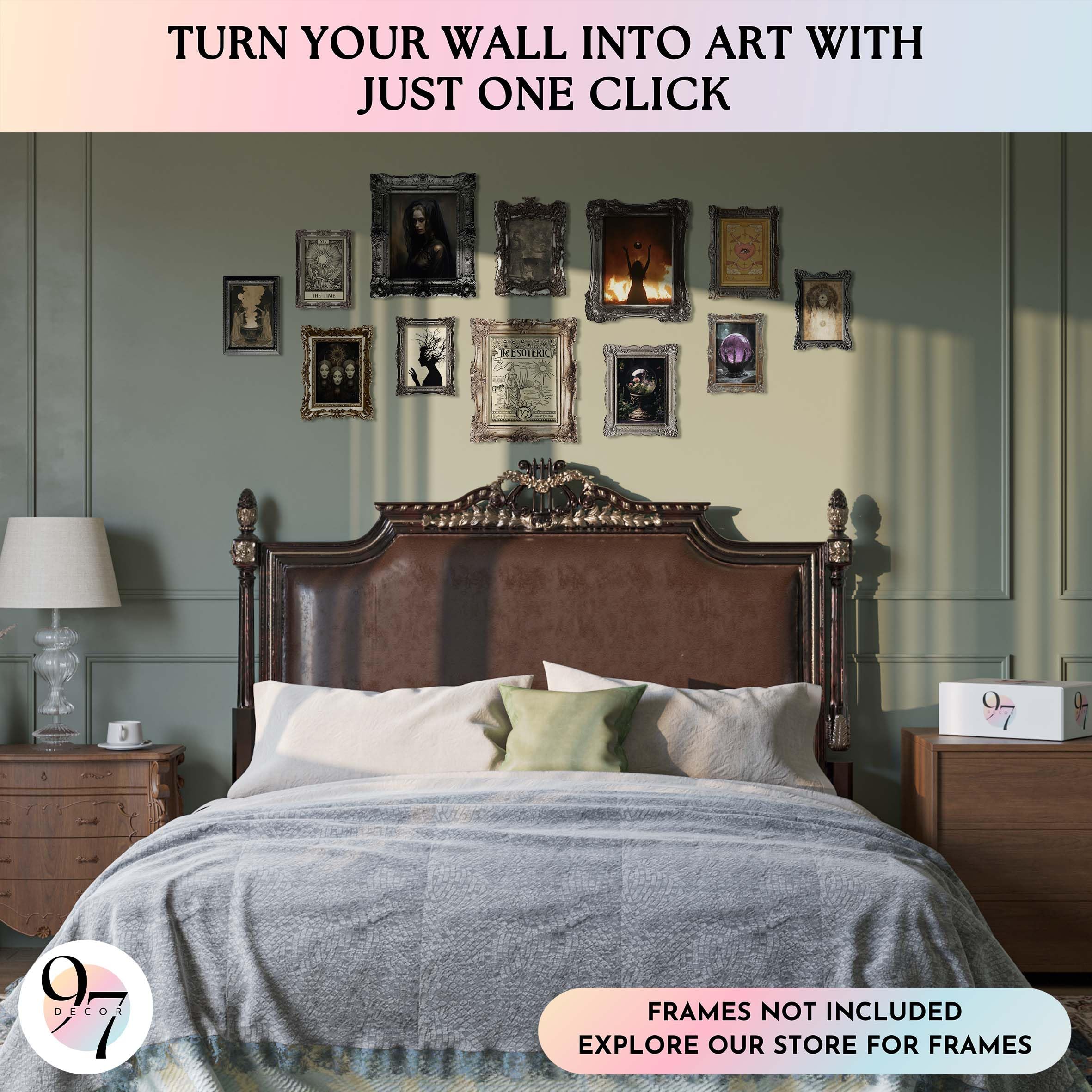 97 Decor Dark Academia Decor For Bedroom - Gothic Home Decor Aesthetic, Moody Dark Academia Wall Art, Vintage Halloween Posters For Room Aesthetic, Spooky Gothic Pictures Goth Decorations (UNFRAMED): Halloween Witchy UNFRAMED