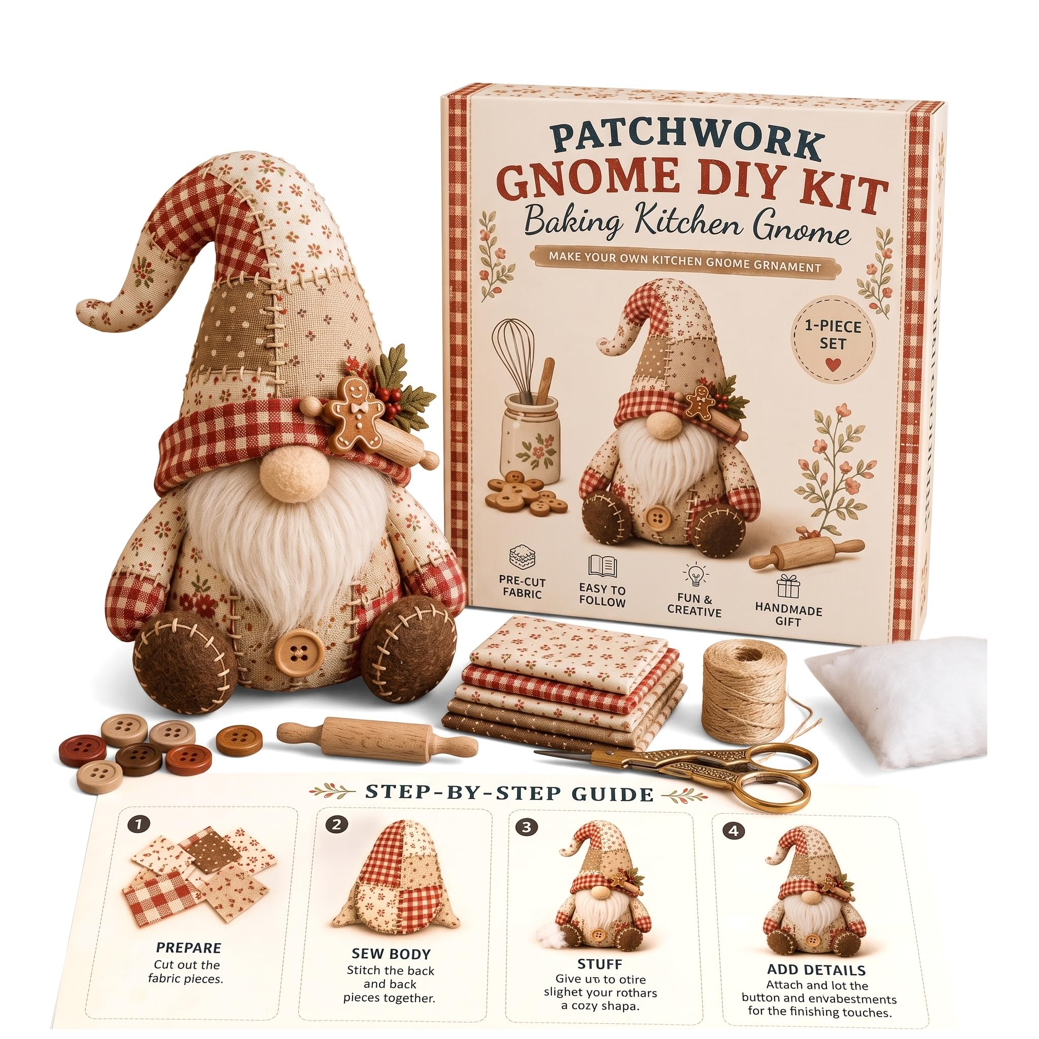 Felt Gnome Sewing Kit 3D Christmas Dwarf Fabric Craft Patchwork Kits