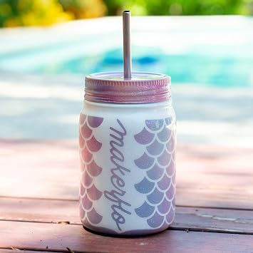 makerflo 12oz Stainless Steel Mason Jar Tumbler Blanks, Case of 25 | UV Printing Ready, Smooth Stainless Steel, Vacuum Insulated, Screw-Top Lid, Telescopic Straw, Individually Gift Boxed