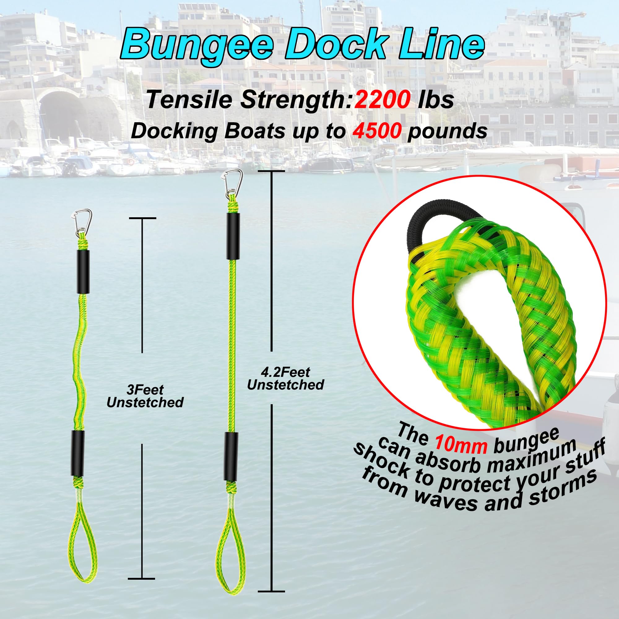 Gangxun Festmacherleine 91cm - Mit Spanngurt & Integriertem Snubber