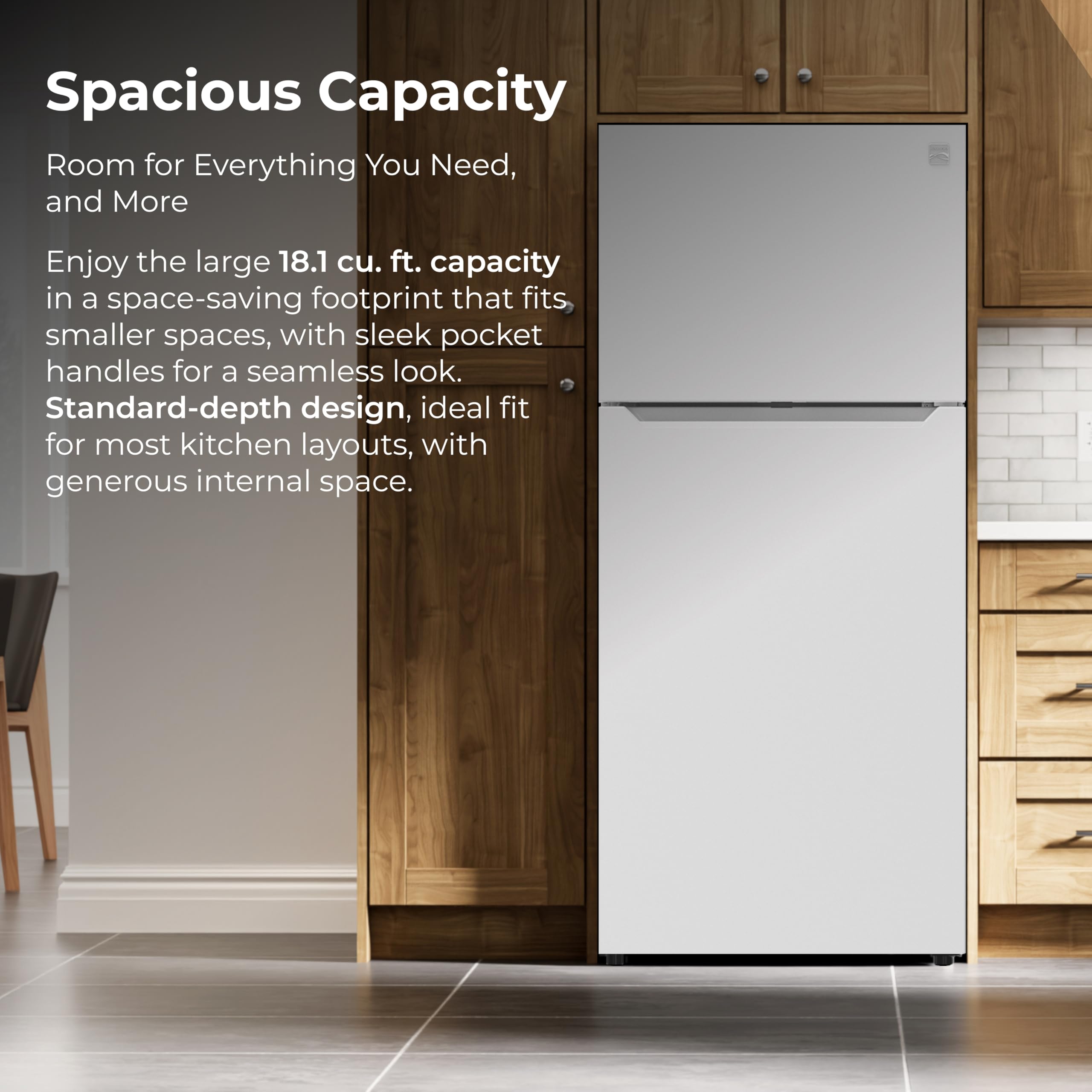 Kenmore 30" Top Mount Refrigerator with Freezer - Adjustable Shelving, Humidity-Controlled Crispers, LED Lighting, ENERGY STAR Certified, Garage Ready, 18.1 cu. ft. Capacity - White on Fridge.com