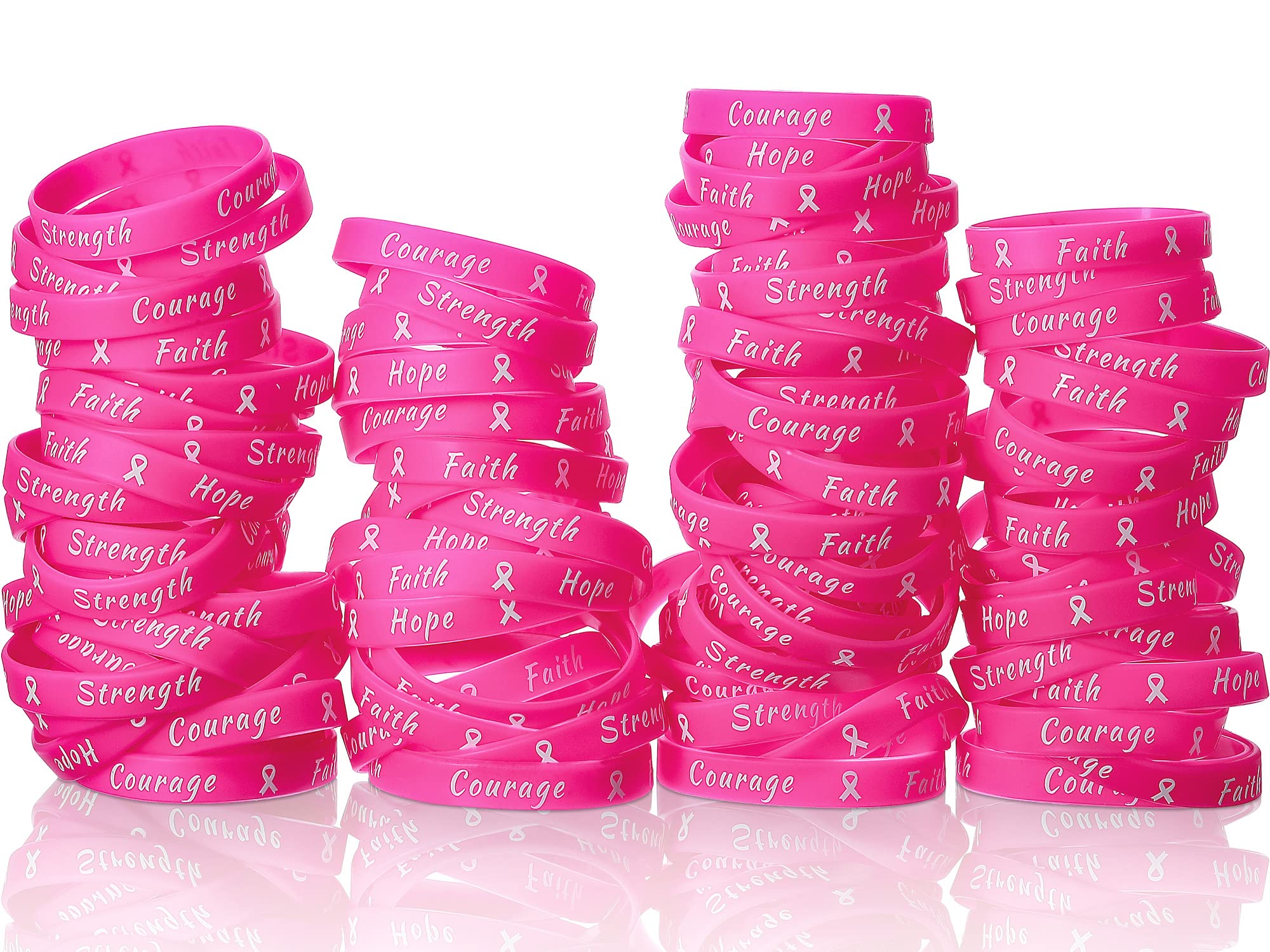 Sratte 360 Pcs Breast Cancer Awareness Pink Ribbon Bracelets Rubber Wristbands for Women Party Public Events Breast Cancer Decorations Gifts