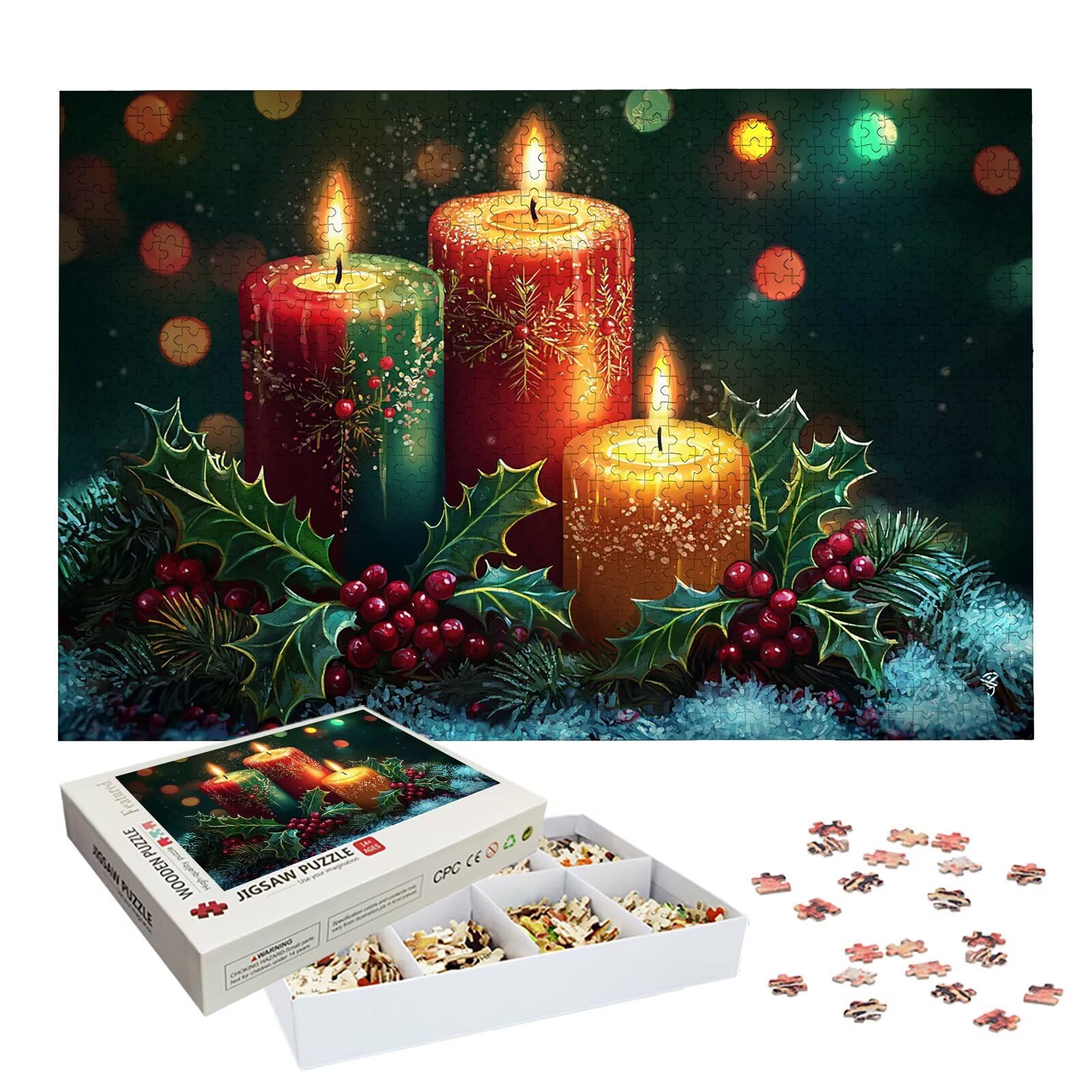 Puzzle 6000 sztuk dla dorosłych dzieci, drewniane puzzle świąteczne dla dorosłych, wymagające świecowe puzzle edukacyjne dla rodzin, łamigłówka z pudełkiem do dekoracji domu, prezent dla kobiet, -7226