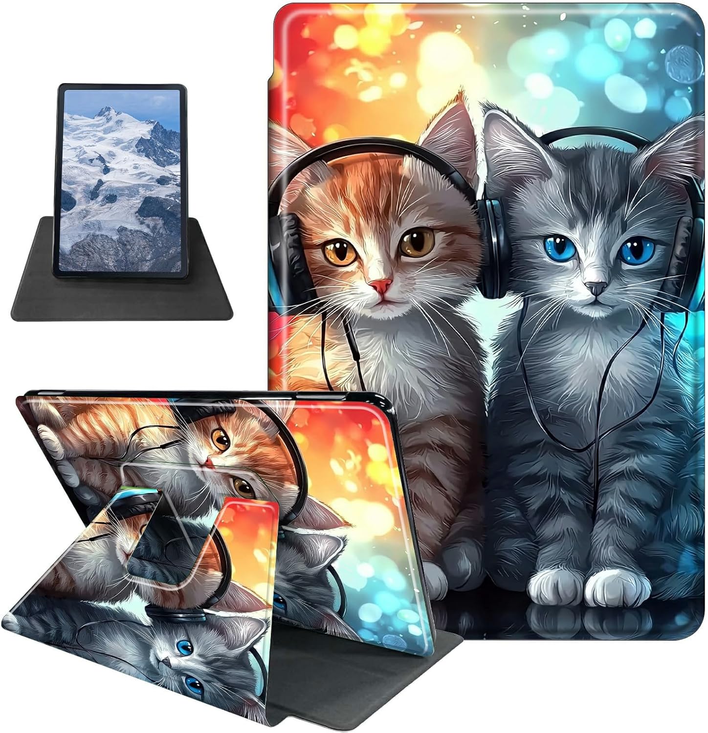 Dreamcatcher Wolf Case for 7" Kindle Paperwhite (12th Generation,2024)&Kindle Colorsoft Signature Edition 7"(2024/2025) 360 Degree Rotating Stand Protective Cover with Auto Sleep/Wake