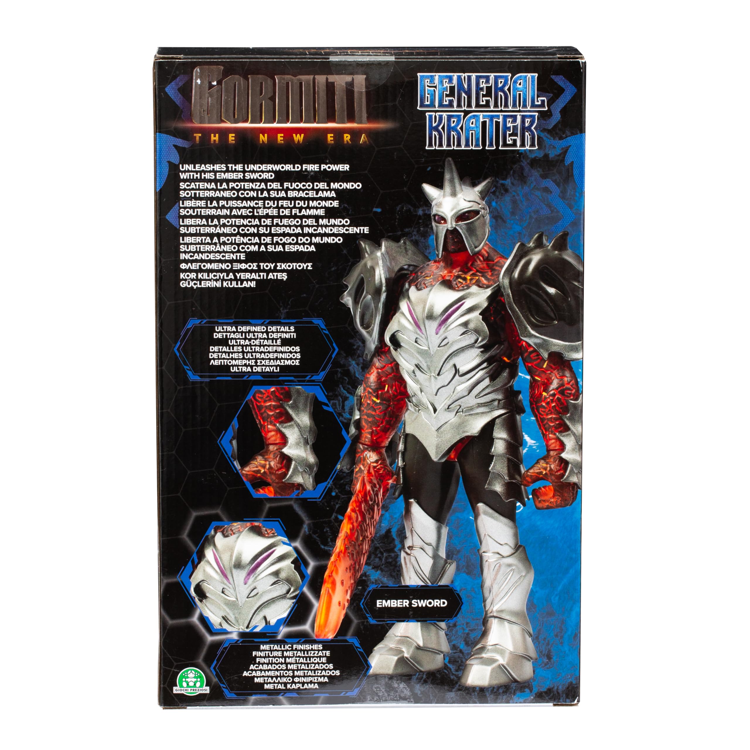 GORMITI THE NEW ERA, Villain General Krater Enemy, przegubowa figurka akcji 27 cm, rywal z bronią Bracelama, dla dzieci od 4 lat