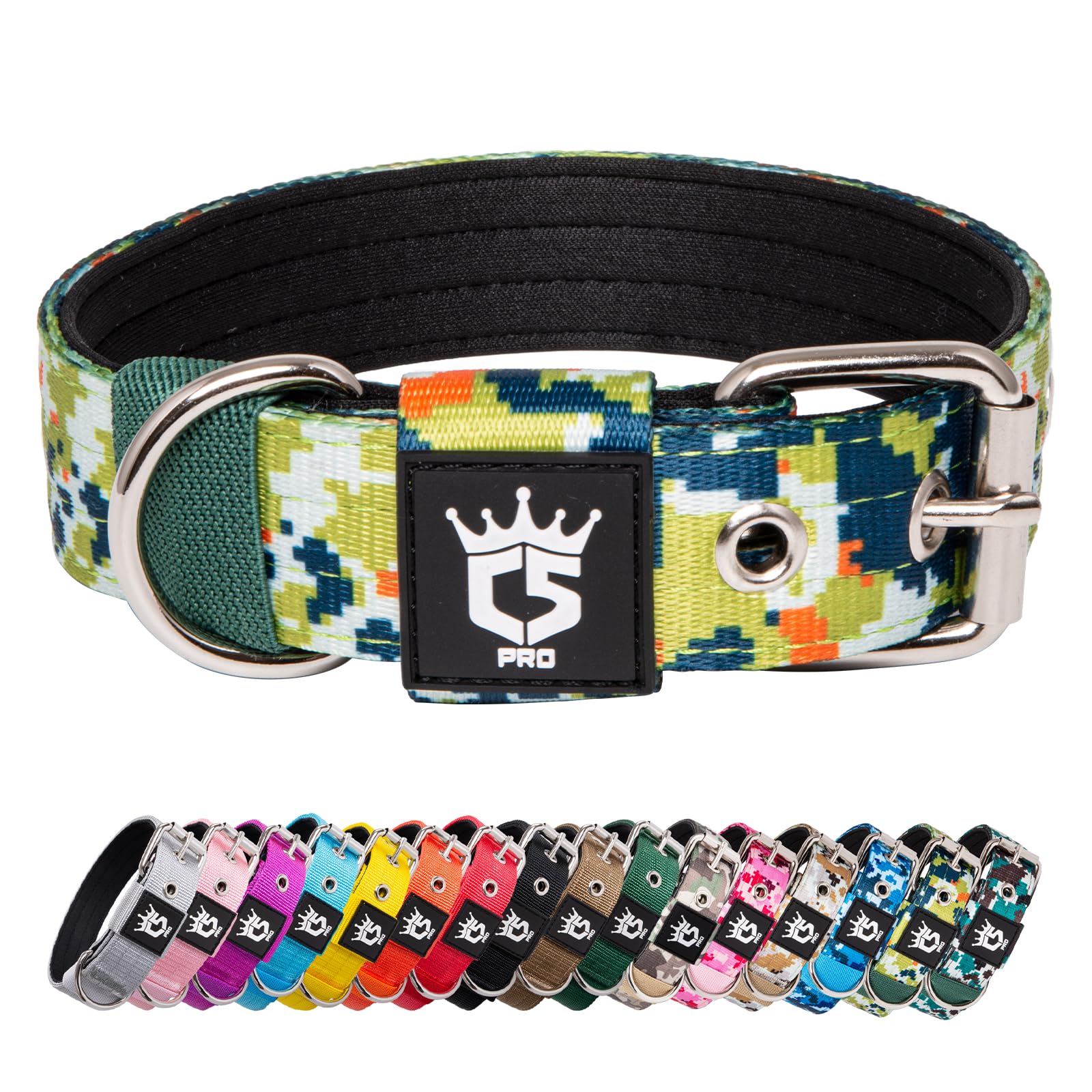 TSPRO Collar Táctico para Perros Ajustable, Collares con Broche de Metal Robusto, de 3,8 cm de Ancho, Duradero y Cómodo para Perros Medianos y Grandes (Camo Rosado M) — view 25