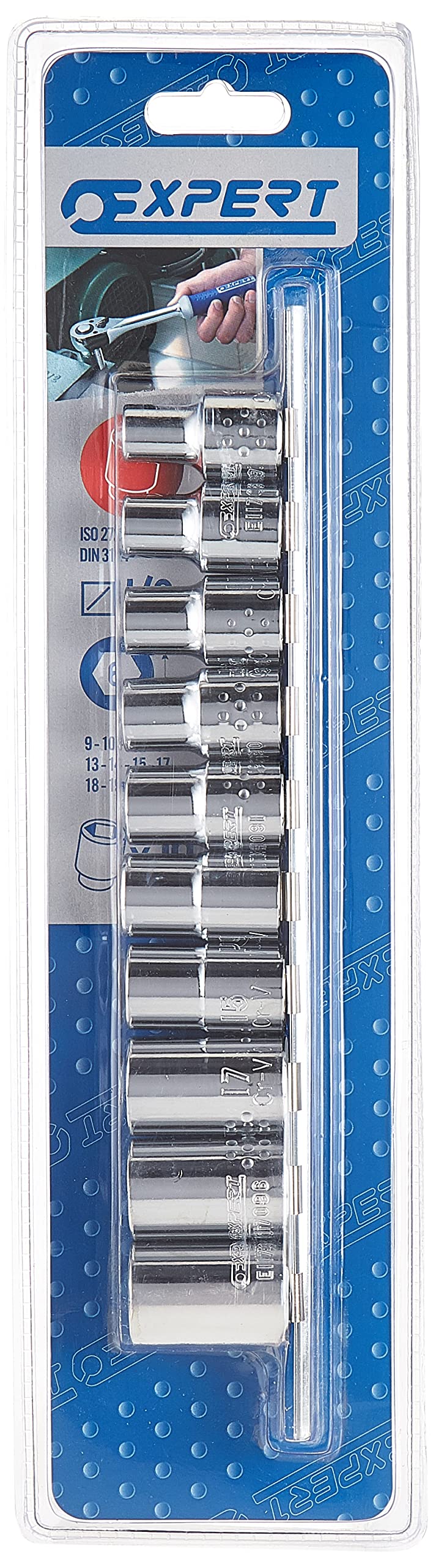 Expert by Facom E034837 10 Piece 1/2'' Drive Socket Set 9-19mm