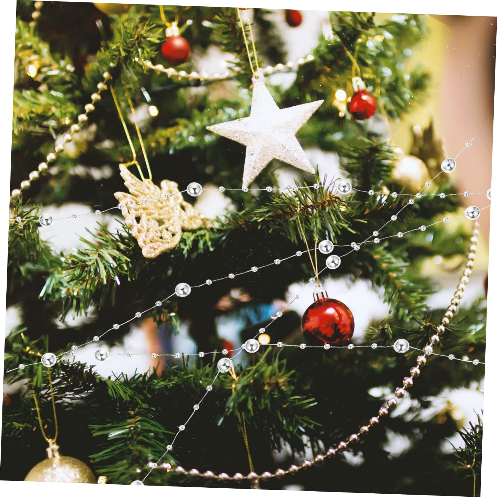 Tofficu Perlenmaterial dekorative Perlengirlande Perlenanhänger Strass Handdekor house decoration Heimdekorationsartikel Perlenkettenanhänger dekorative Perlenkette Plastik Silver