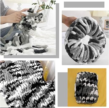 2 Pack 240g Super Chunky Yarn for Hand Knitting,Thick Wool Yarn,Chenille Chunky Blanket Yarn for Hats Scarf Blankets Cushion Cat Bed