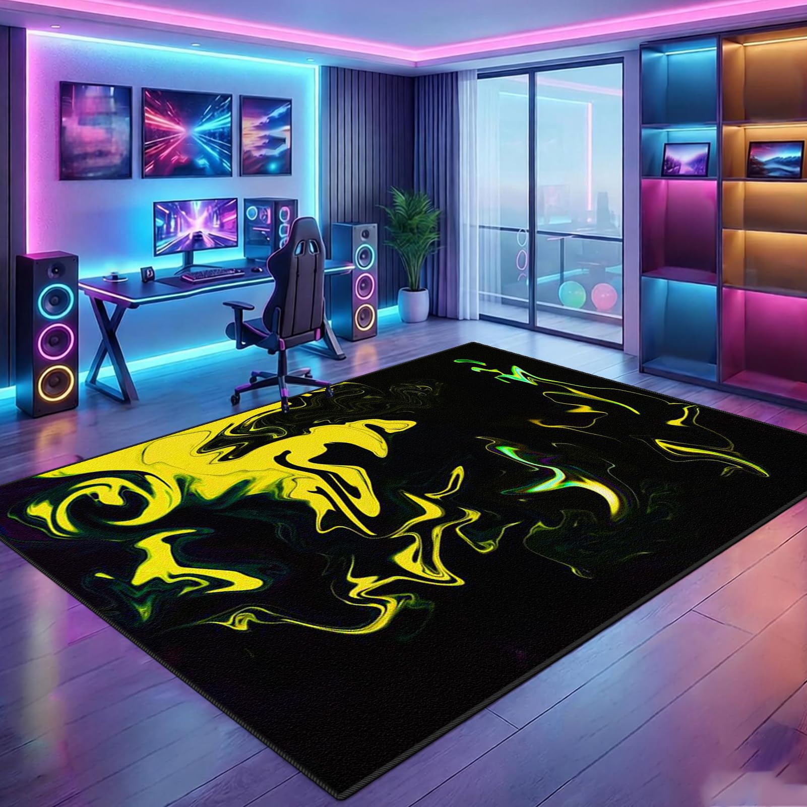 Tapis gamer manette de jeu 3D 120x140 cm antidérapant et lavable