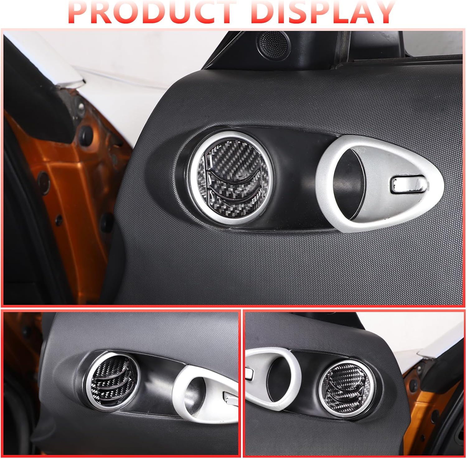 Car Side Door Air Outlet Cover Trim Compatible with Nissan 350Z 2003-2006 Car Interior Soft Carbon Fiber Sticker Trim Accessories 10PCS