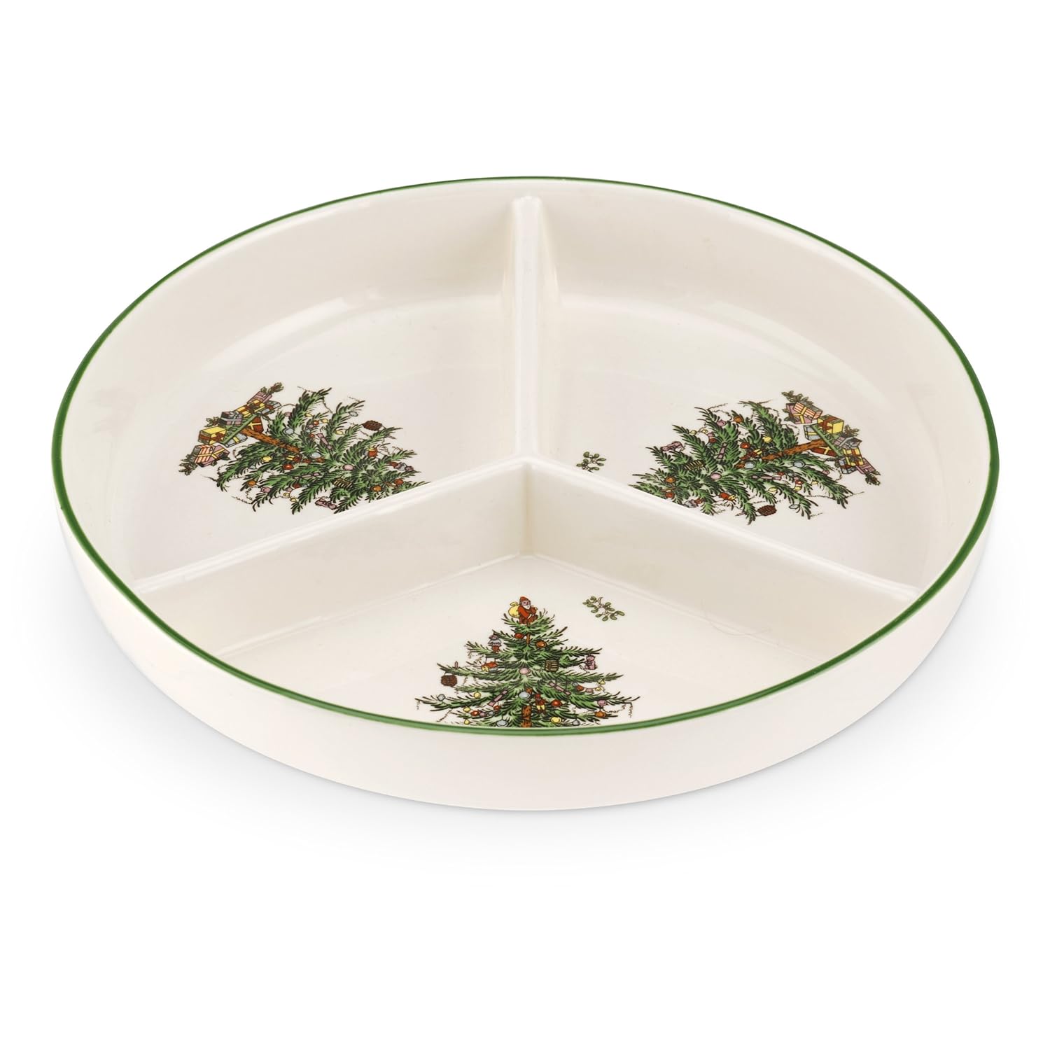 Buy Spode Christmas Tree 3Section Hors D'oeuvres Low Platter Online at
