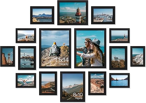 Miniatura 16 de Vittanly. - Juego de 10 marcos para fotos, marcos de fotos para decoración de pared con dos de 8 x 10 pulgadas, cuatro de 5 x 7 pulgadas y cuatro de