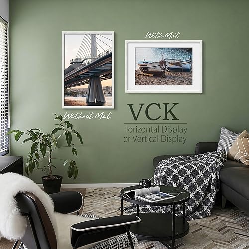 Miniatura 6 de VCK Marco para póster de 16 x 24 pulgadas, con paspartú de 16 x 24 pulgadas, exclusivo portarretratos de madera maciza texturizada, formatos