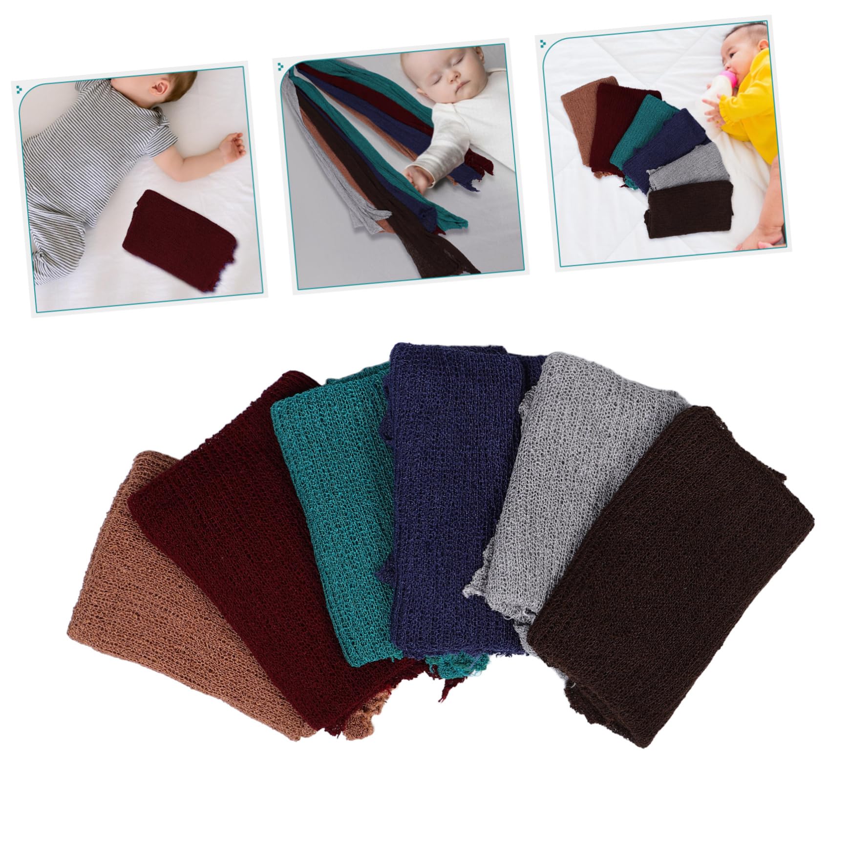 SECFOU 6piezas Mantas para Fotos de Recién Nacidos de Mantas Elásticas de Punto Suave para Sesiones de Fotos Guardería para Bebés y Niñas