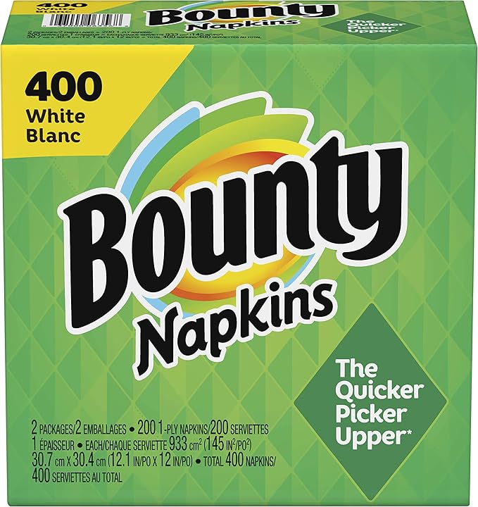 Bounty Paper Napkins, White, 1 Pack, 400 Sheets per Pack