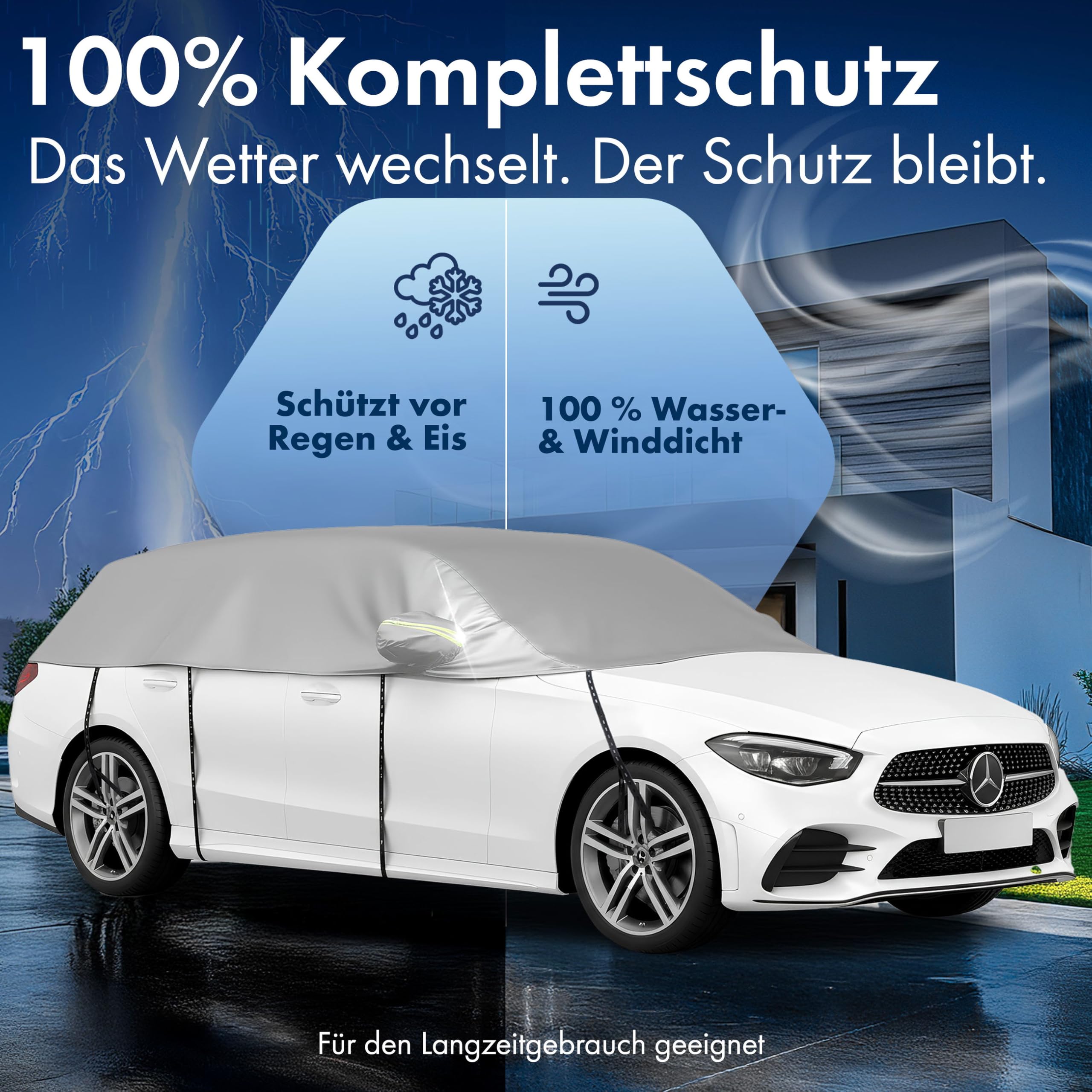 WALSER Abdeckplane Auto All Weather wasserdicht 100% wetterfest Outdoor Halbgarage Größe 5 Kombi Silber