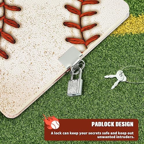 Miniatura 3 de WERNNSAI Diario luminoso de béisbol para niños, diario secreto con cerradura y llaves, cuaderno de diario para niños, regalo de cumpleaños y Navidad