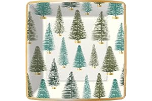 Black Bottle Brush Christmas Trees 7" Disposable Plates