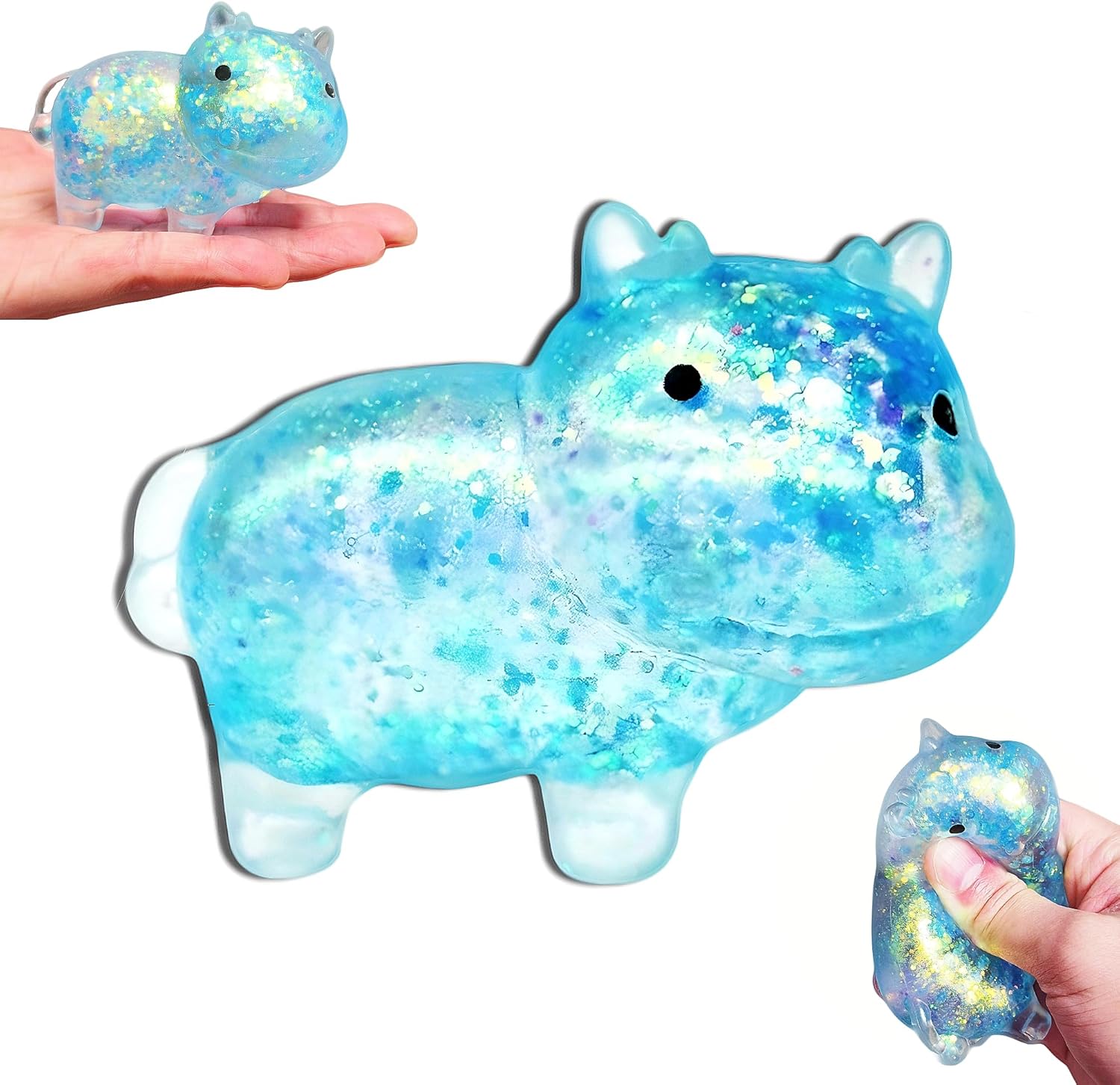 1Pcs Squishy Cow Stress Balls for Adults and Kids Cute Malt Sugar Filled Sensory Fidget Toy Animal Stress Relief Cow Toys Stretchy Squeeze Toys for Birthday Party Gift and Christmas (Blue)