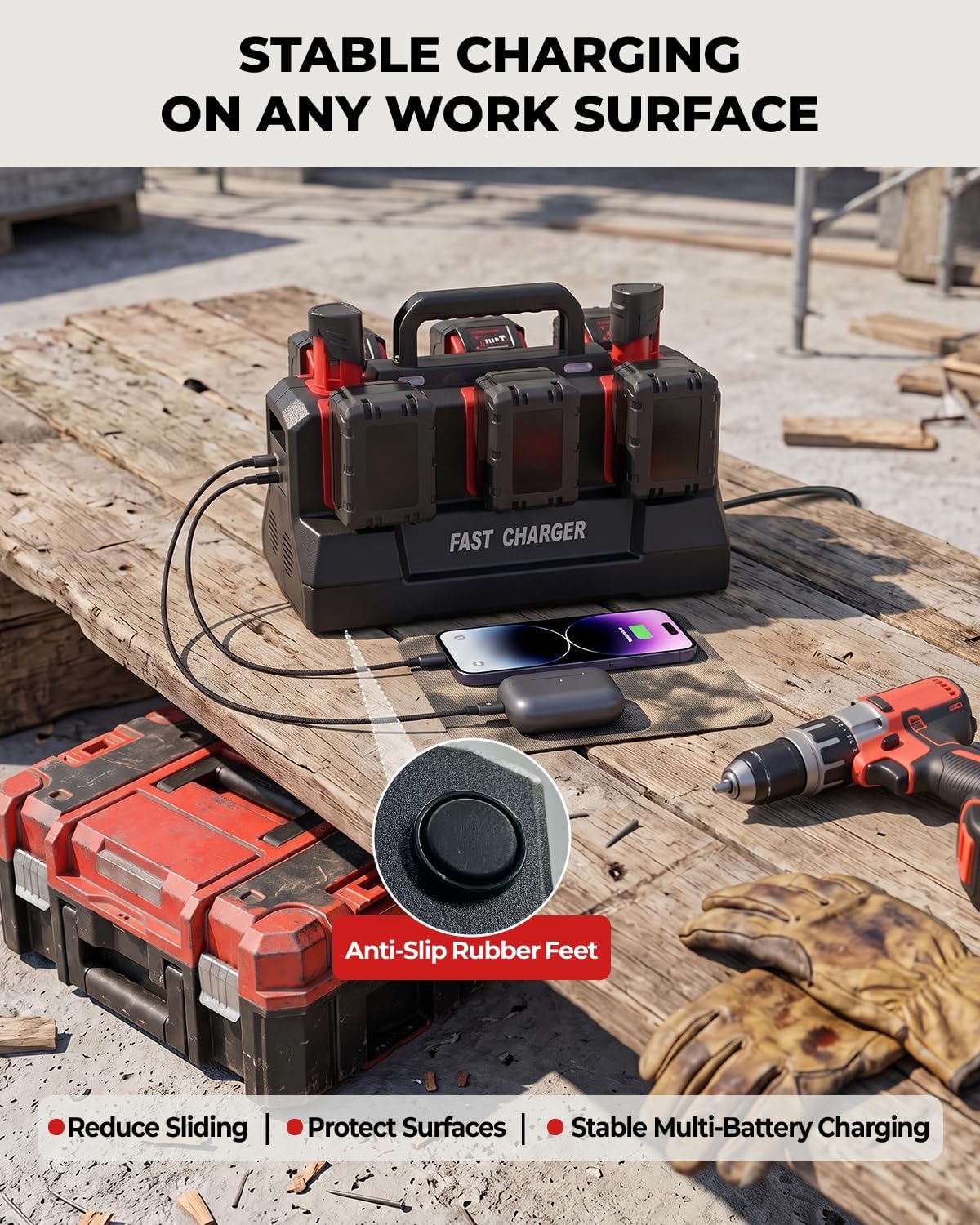 8 Ports Rapid Charger Station Fits for Milwaukee M12 & M18 Battery