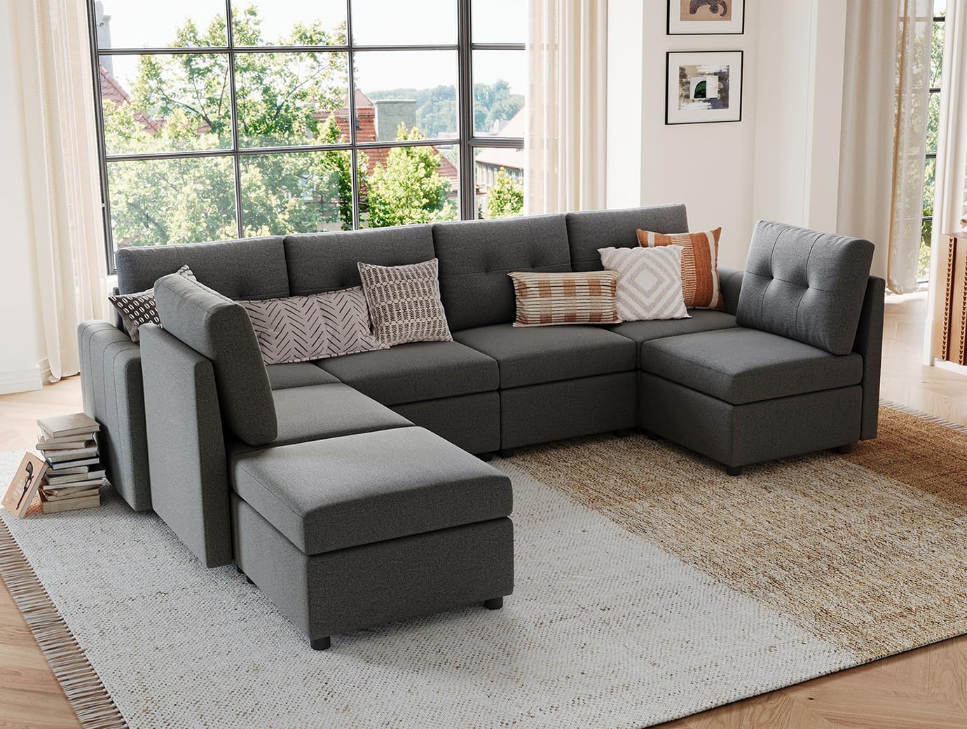 LINSY HOME Rubik III Modular Sectional Sofa in Dark Grey