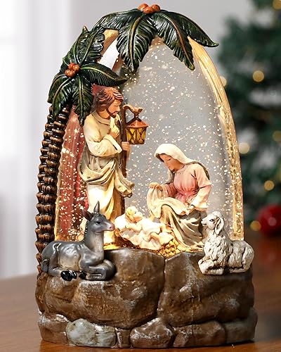 Miniatura 12 de Lámpara de globo de nieve de tren Gorrzai, lámpara de nieve de Navidad con temporizador automático de 6H y purpurina manual, decoraciones navideñas