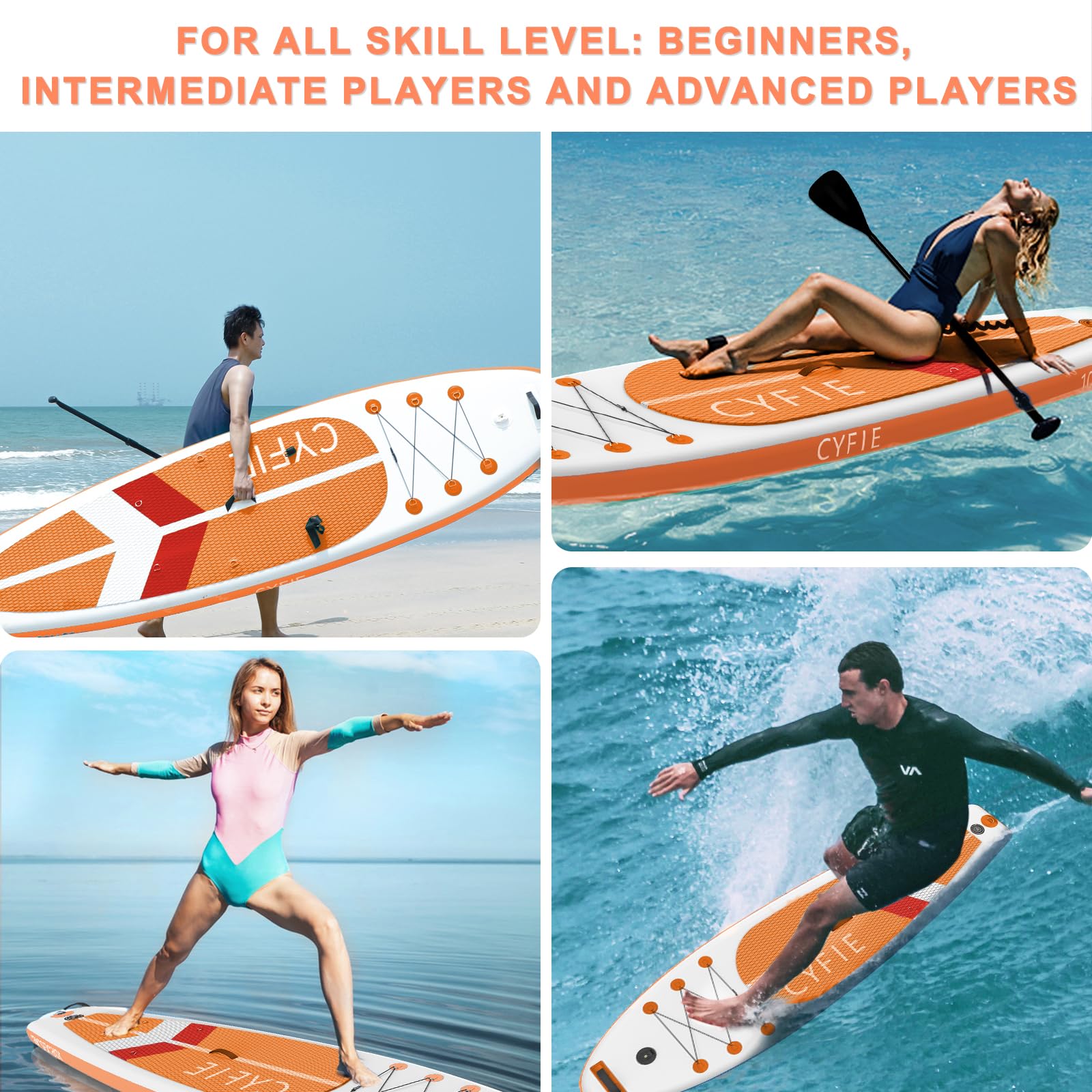 CYFIE Tabla de surf de remo de pie, accesorios completos, tabla de SUP inflable con asiento de kayak y remo de doble uso, tabla de paddle surf para adultos, remo de pie de 320 cm, capacidad de carga