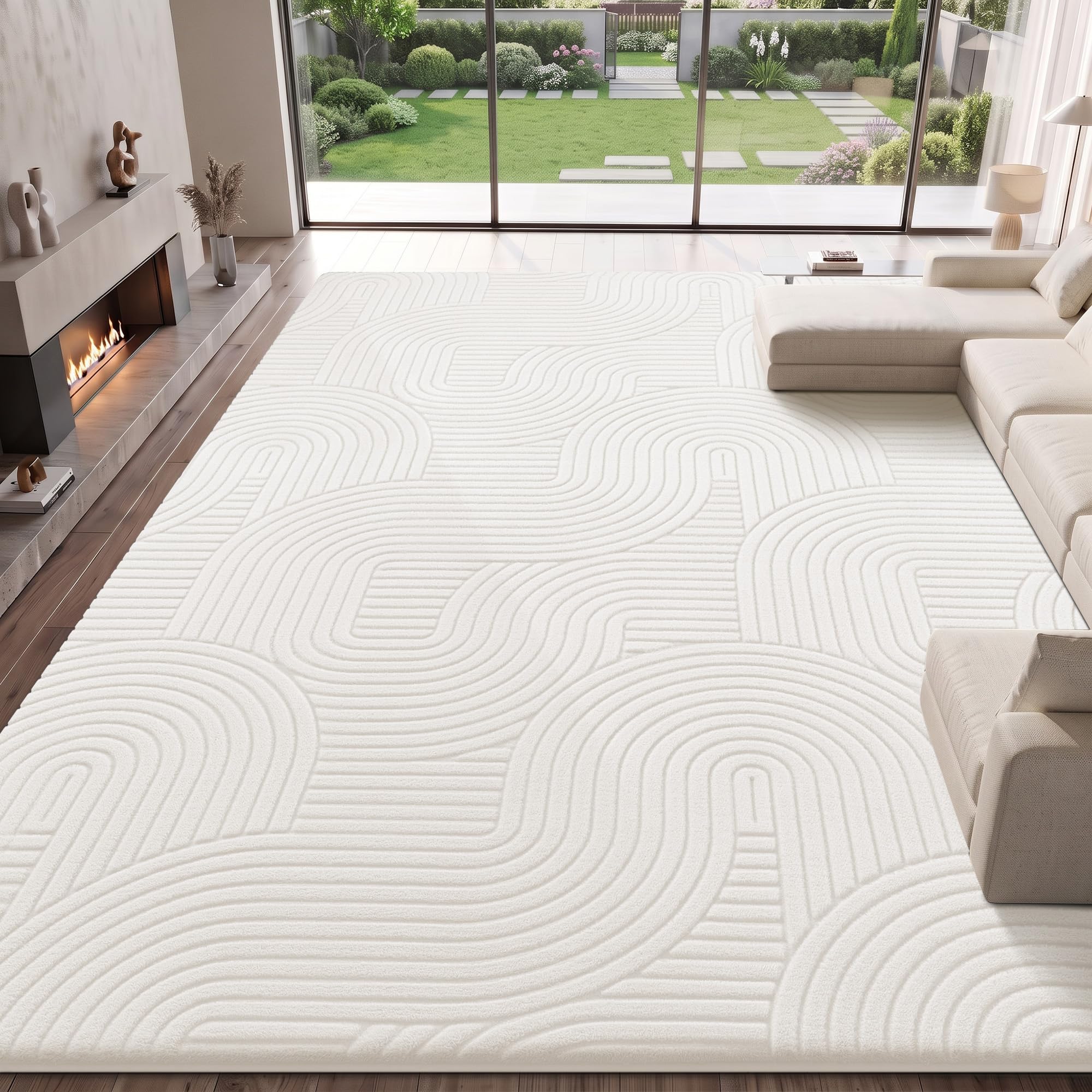 Sour Lemon Rugs Living Room, Large Modern Area Rugs, 200x300cm, Cream White