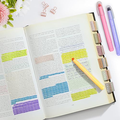 Miniatura 7 de 12 resaltadores de gel bíblico brillantes que no se corren y 5 bolígrafos con 90 pestañas laminadas de la Biblia, kit de diario bíblico estético,