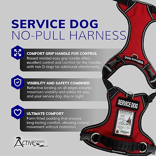 Miniatura 2 de ActiveDogs No Pull Service Dog Harness - Adjustable, No Choke Medium/Large Service Dog Vest Harness - Includes Reflective Padding, Patch, Control